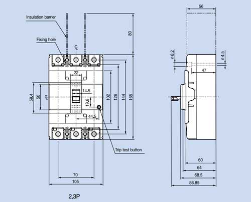 ABN203c aptomat LS MCCB3P 100-125-150-175-200-225-250A(22KA)